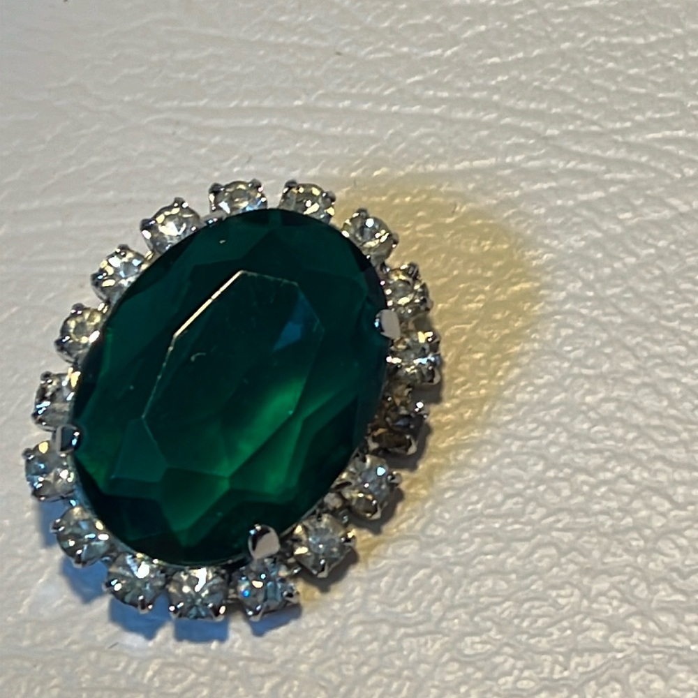 Queen Elizabeth Inspired  Emerald & Cubic zirconia Brooch